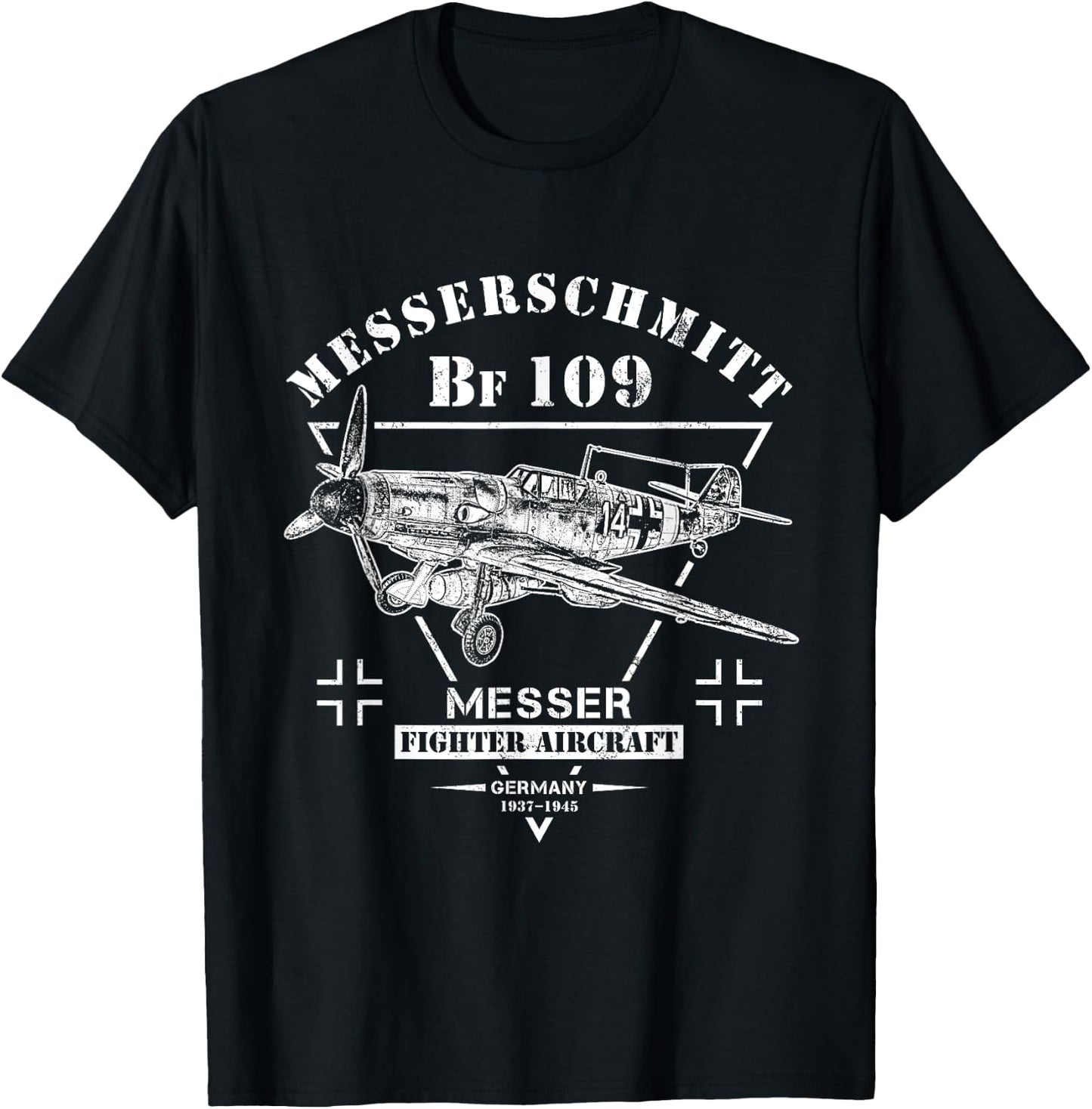 Messerschmitt Bf 109 WW2 Fighter Aircraft T-Shirt - T-Shirt | Black