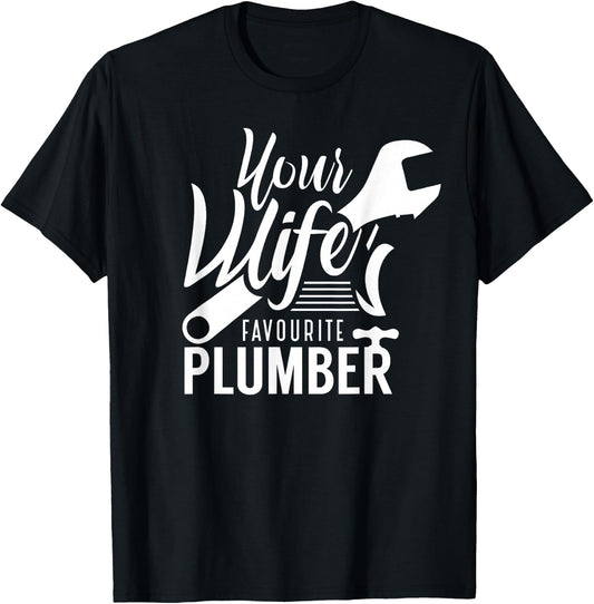 Your wife's favourite plumber plumbing T-Shirt - T-Shirt | Black