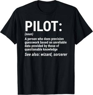 Pilot Definition Funny Pilot Noun Aviation T-Shirt - T-Shirt | Black