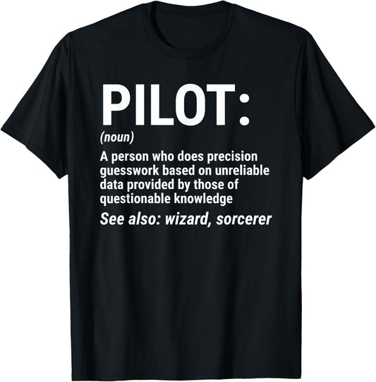 Pilot Definition Funny Pilot Noun Aviation T-Shirt - T-Shirt | Black