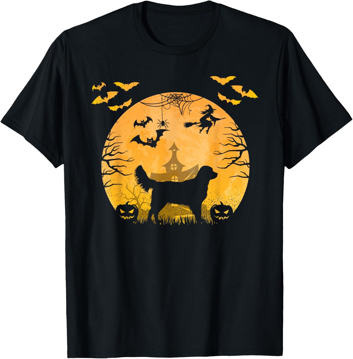 Funny Halloween Dog Golden Retrievers Halloween Men Women Kids T-Shirt - T-Shirt | Black
