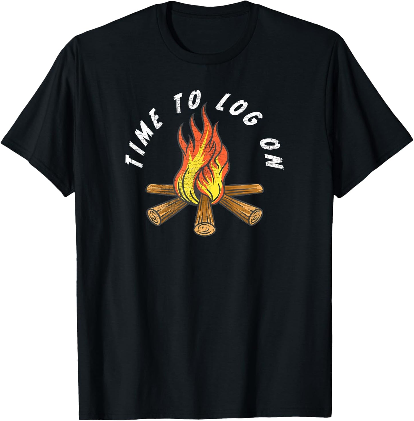 Funny Camping Time To Log On Camping Campfire Vintage T-Shirt - T-Shirt | Black