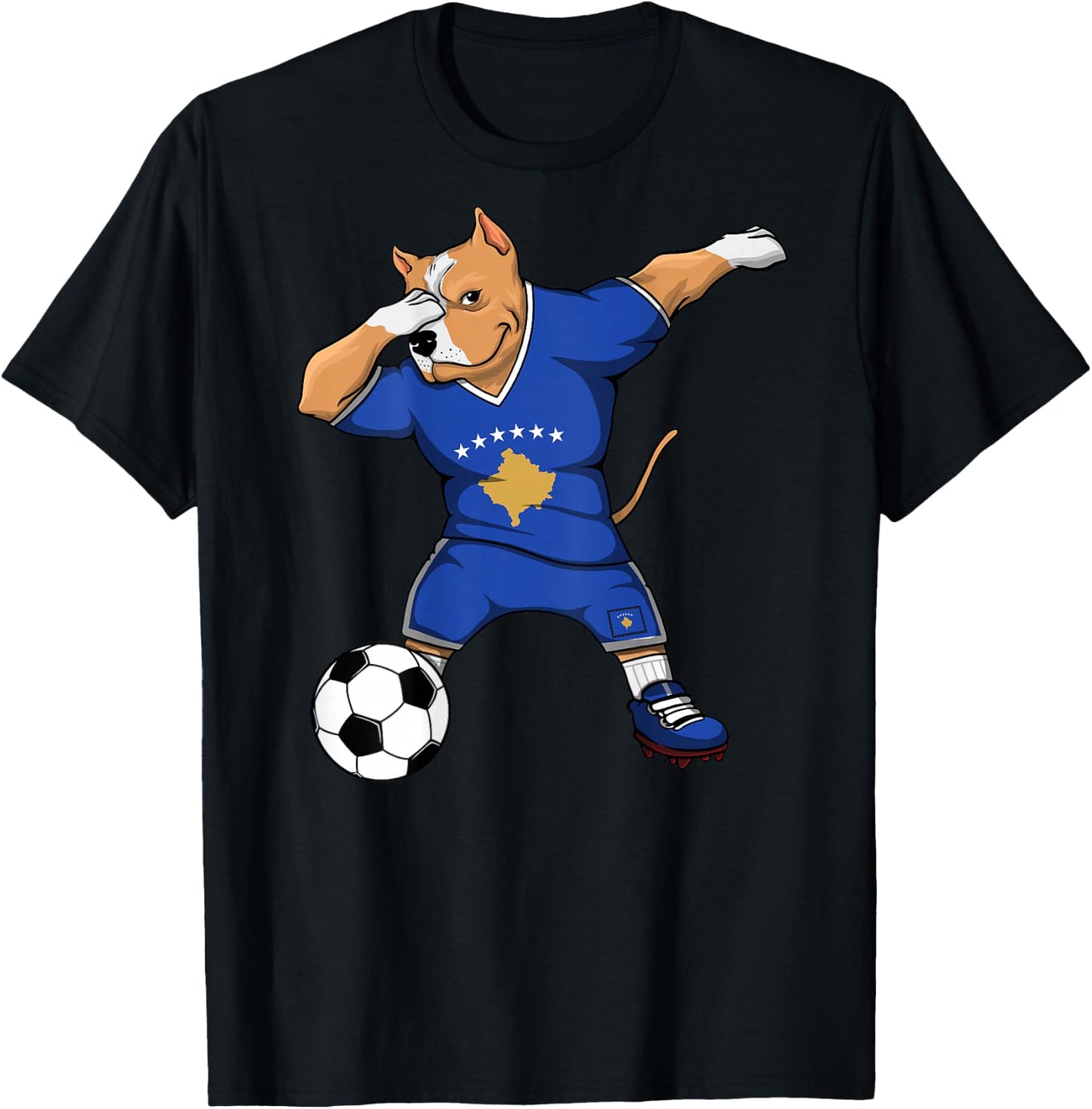 Dabbing Pitbull Kosovo Soccer Lovers Jersey Kosovar Football T-Shirt - T-Shirt | Black