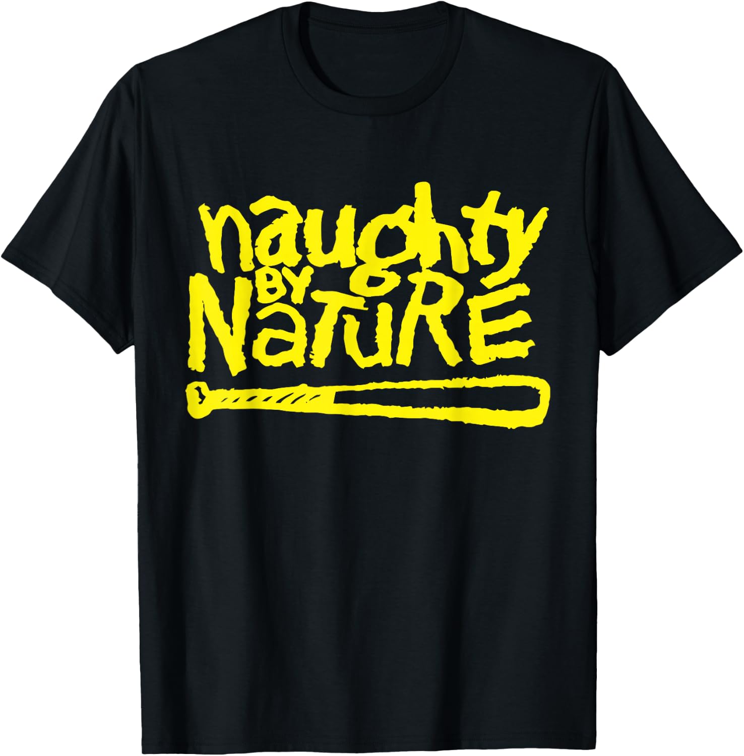 Naughty By Nature – Yellow Logo Black T-Shirt - T-Shirt | Black