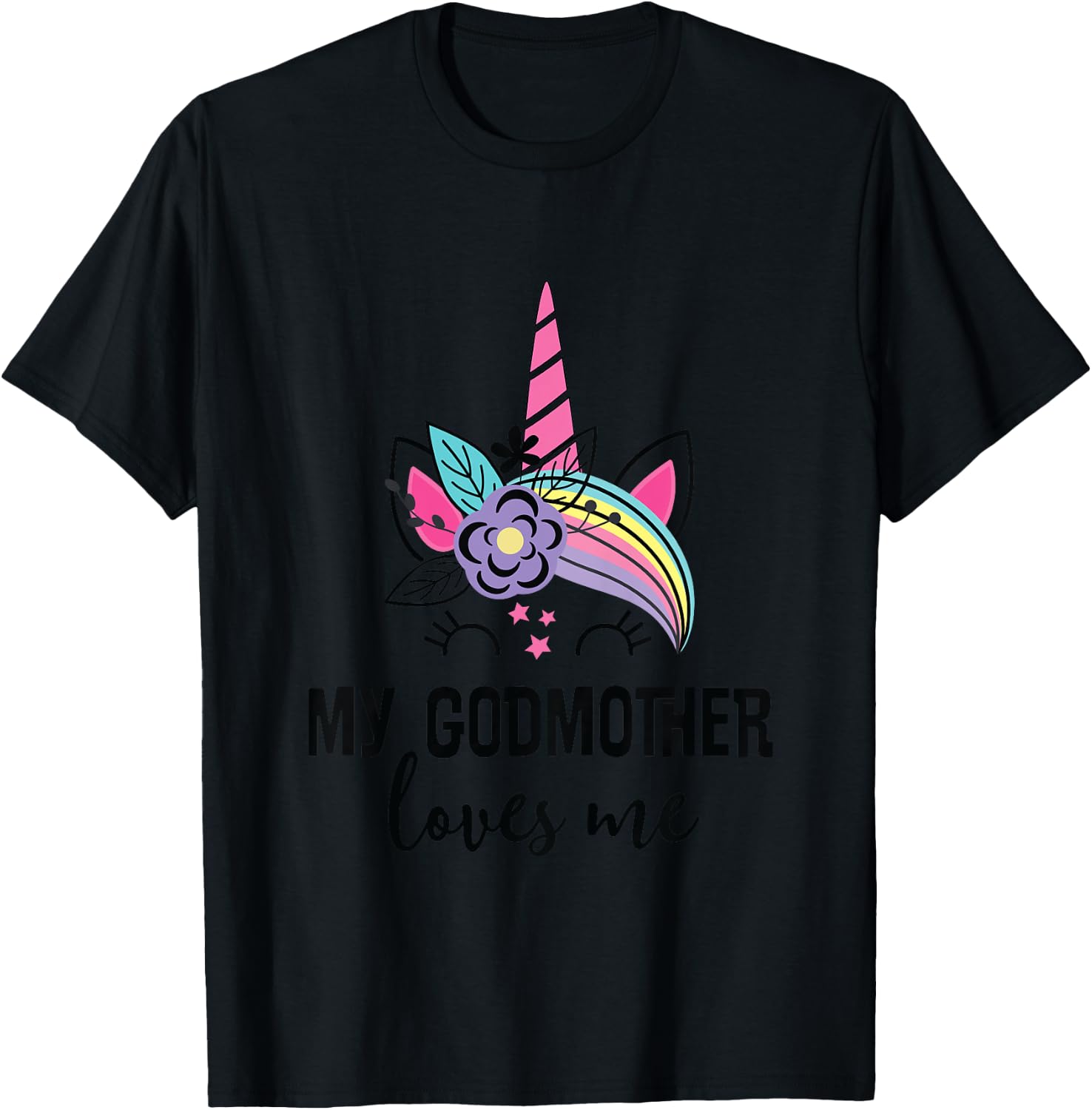 Kids My Godmother Loves Me Goddaughter Unicorn T-Shirt - T-Shirt | Black