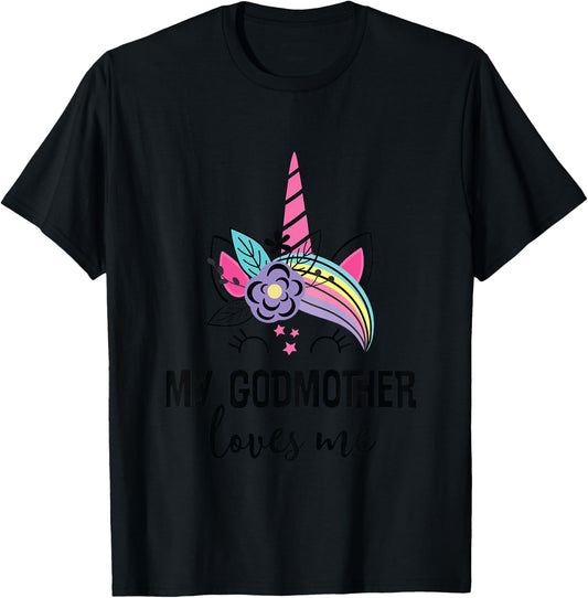 Kids My Godmother Loves Me Goddaughter Unicorn T-Shirt - T-Shirt | Black