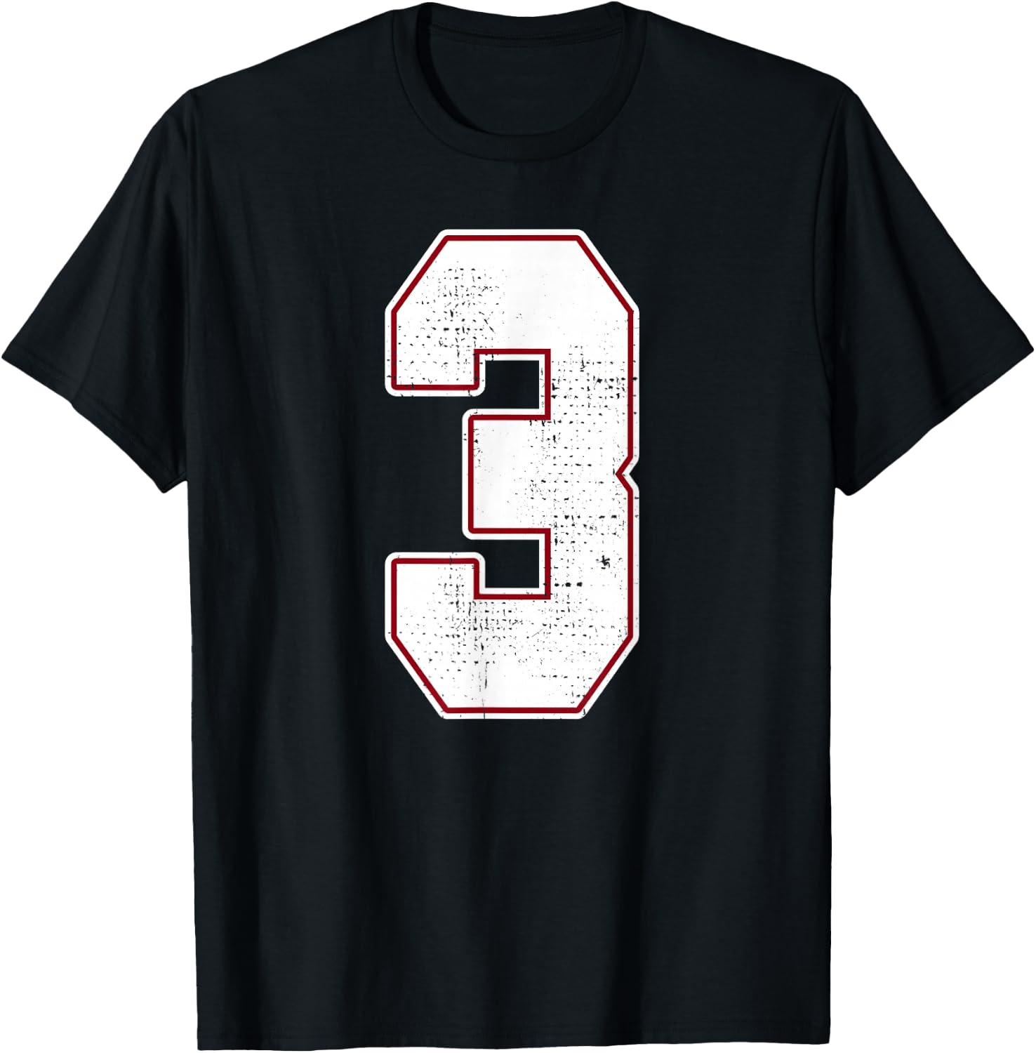 #3 Outline Number 3 Fan Varsity Sports Team Blue Jersey T-Shirt - T-Shirt | Black