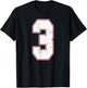 #3 Outline Number 3 Fan Varsity Sports Team Blue Jersey T-Shirt - T-Shirt | Black