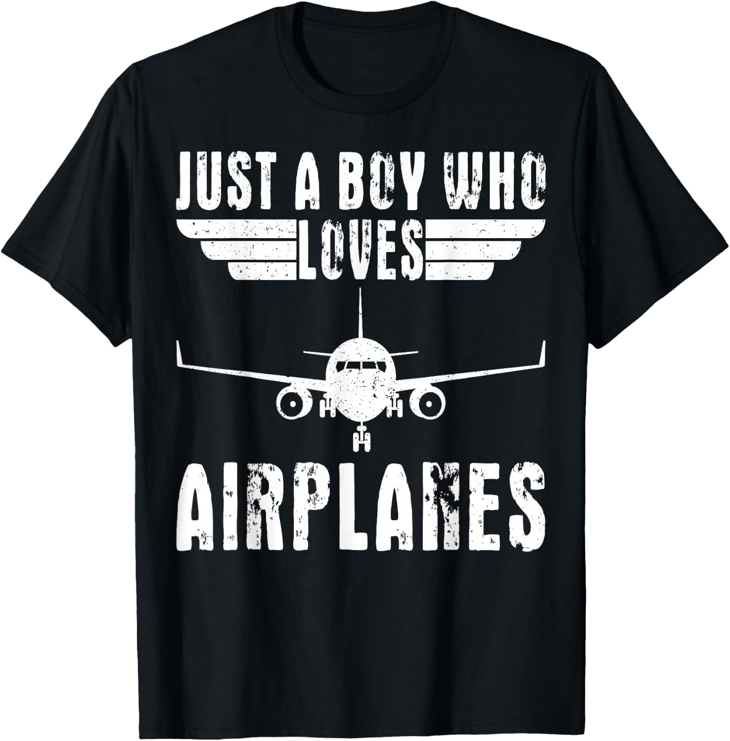 Just A Boy Who Loves Airplanes Aviation Pilot Airplane Lover T-Shirt - T-Shirt | Black