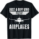 Just A Boy Who Loves Airplanes Aviation Pilot Airplane Lover T-Shirt - T-Shirt | Black