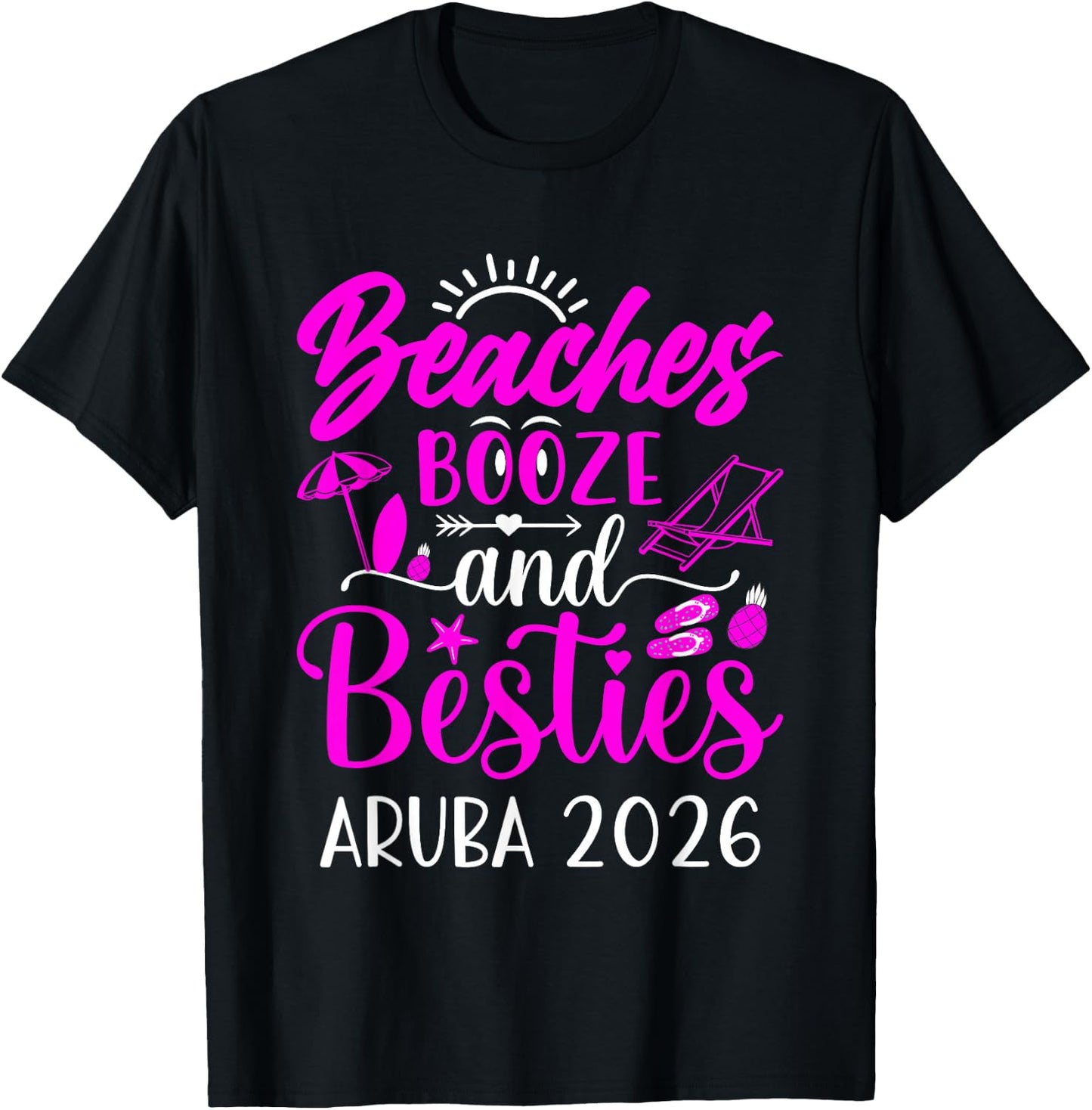 Girls Trip Aruba Caribbean 2026 Weekend Birthday Besties T-Shirt - T-Shirt | Black