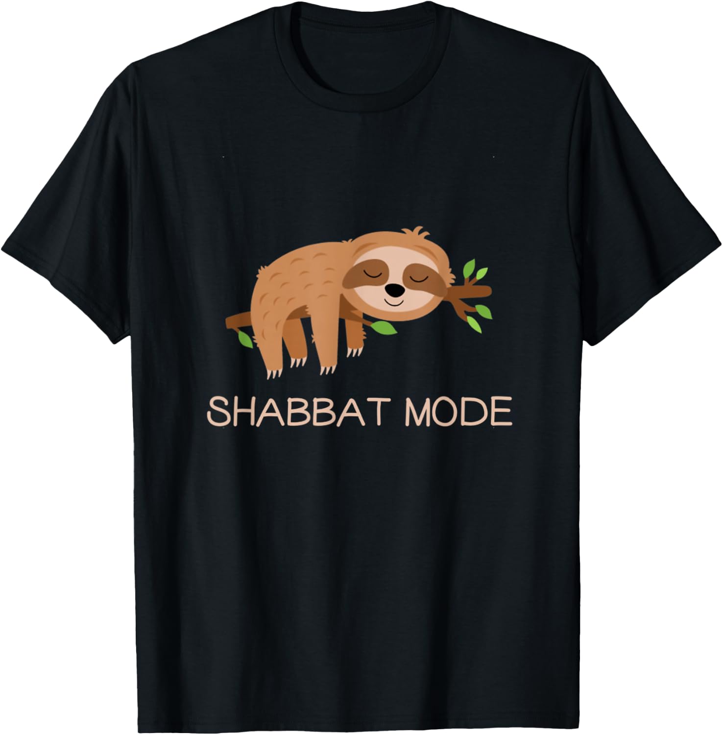 Shabbat Mode Sleepy Sloth Shabbat Shalom Jewish Sabbath T-Shirt - T-Shirt | Black