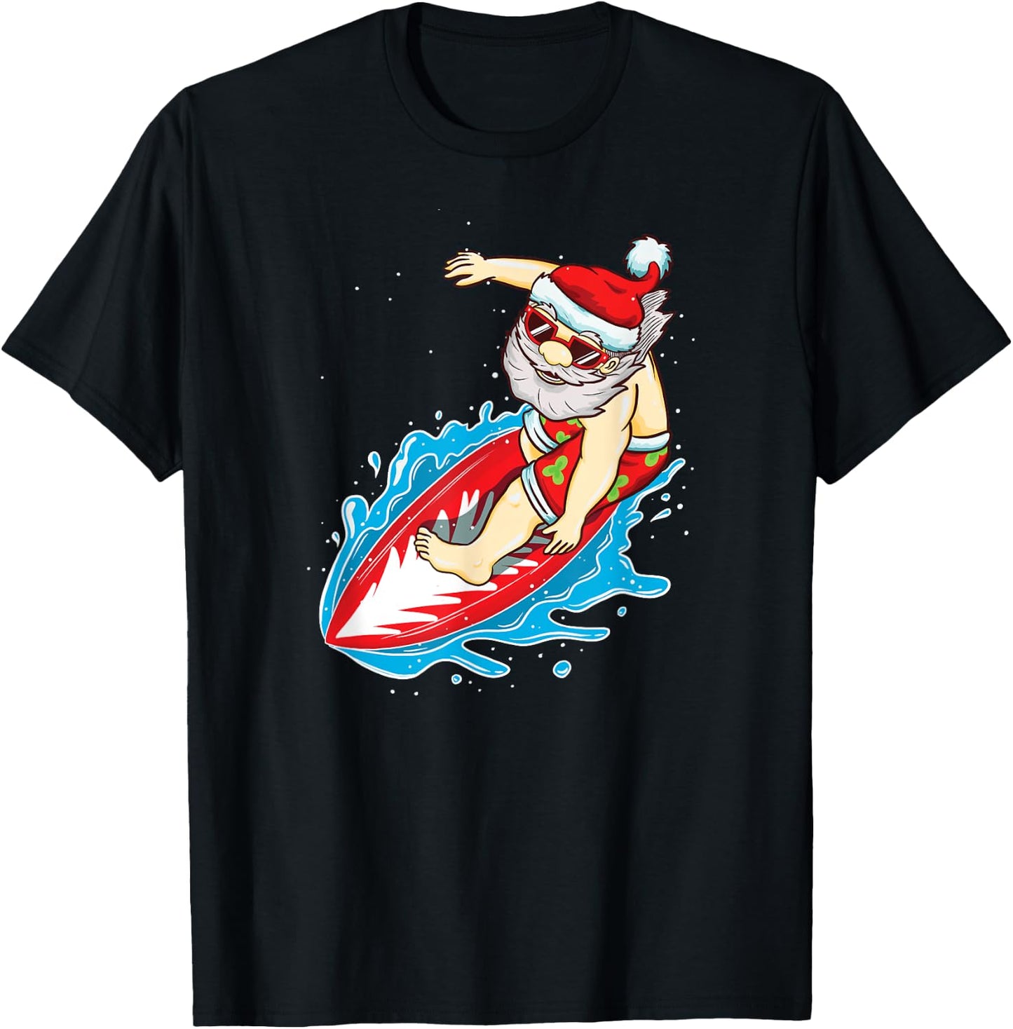 Santa Surfing Christmas in July Shirt T-Shirt - T-Shirt | Black