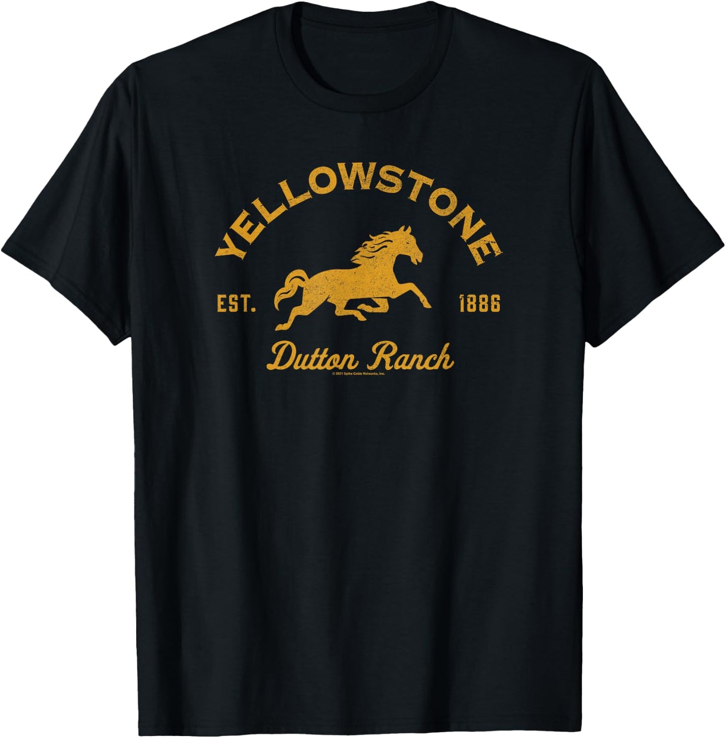Yellowstone Dutton Ranch Est. 1886 Running Horse Logo Short Sleeve T-Shirt - T-Shirt | Black