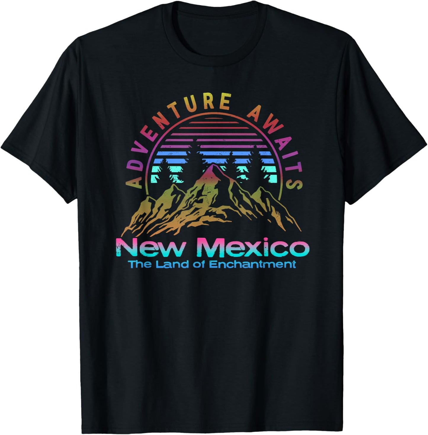 New Mexico State Retro Vintage Outdoors & NM Mountains T-Shirt - T-Shirt | Black