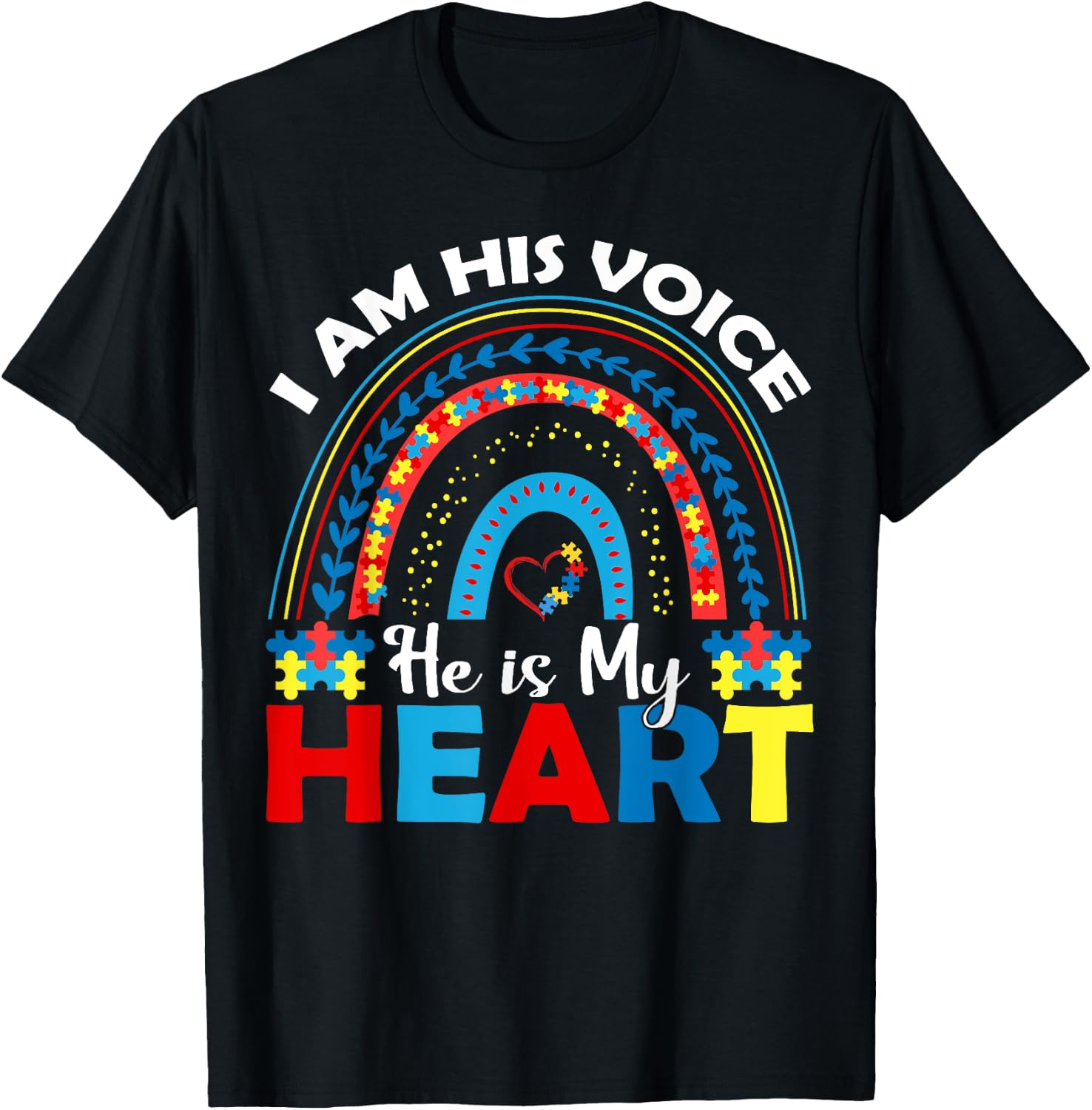 I Am His Voice He Is My Heart T-Shirt - T-Shirt | Black