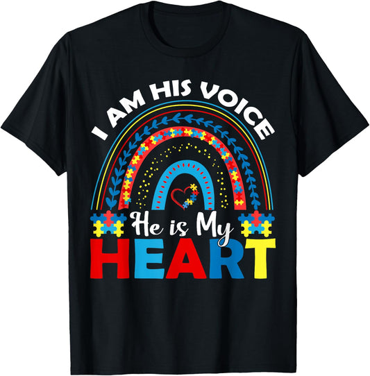 I Am His Voice He Is My Heart T-Shirt - T-Shirt | Black
