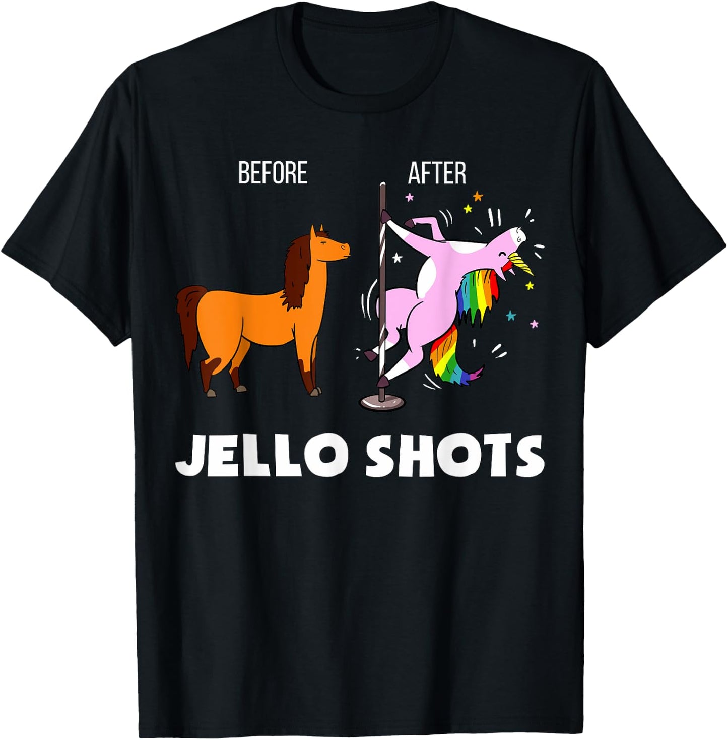 Funny Unicorn Before After Jello Shots T-Shirt - T-Shirt | Black