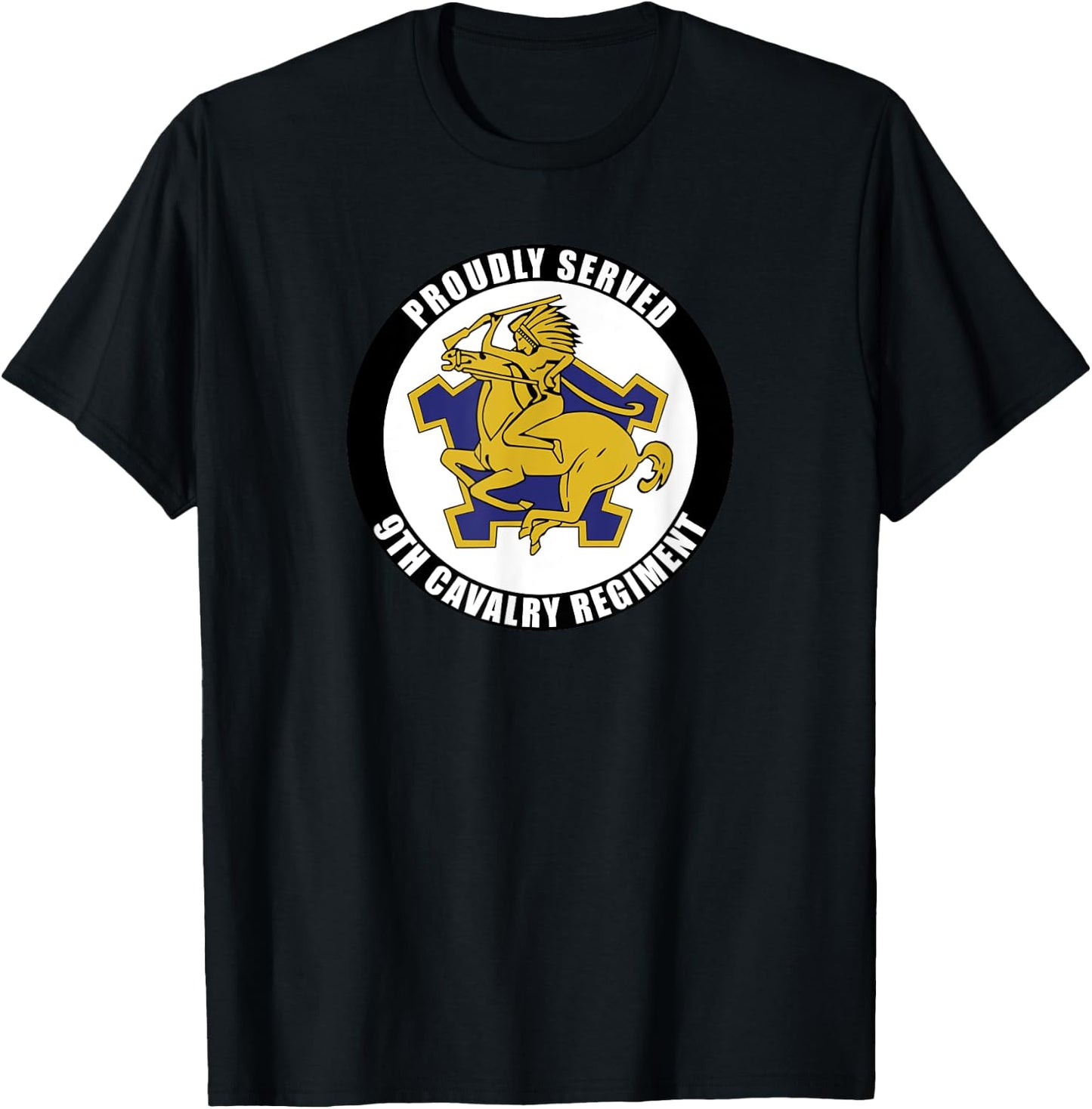 Proudly Served 9th Cavalry Regiment Military Army Veteran T-Shirt - T-Shirt | Black