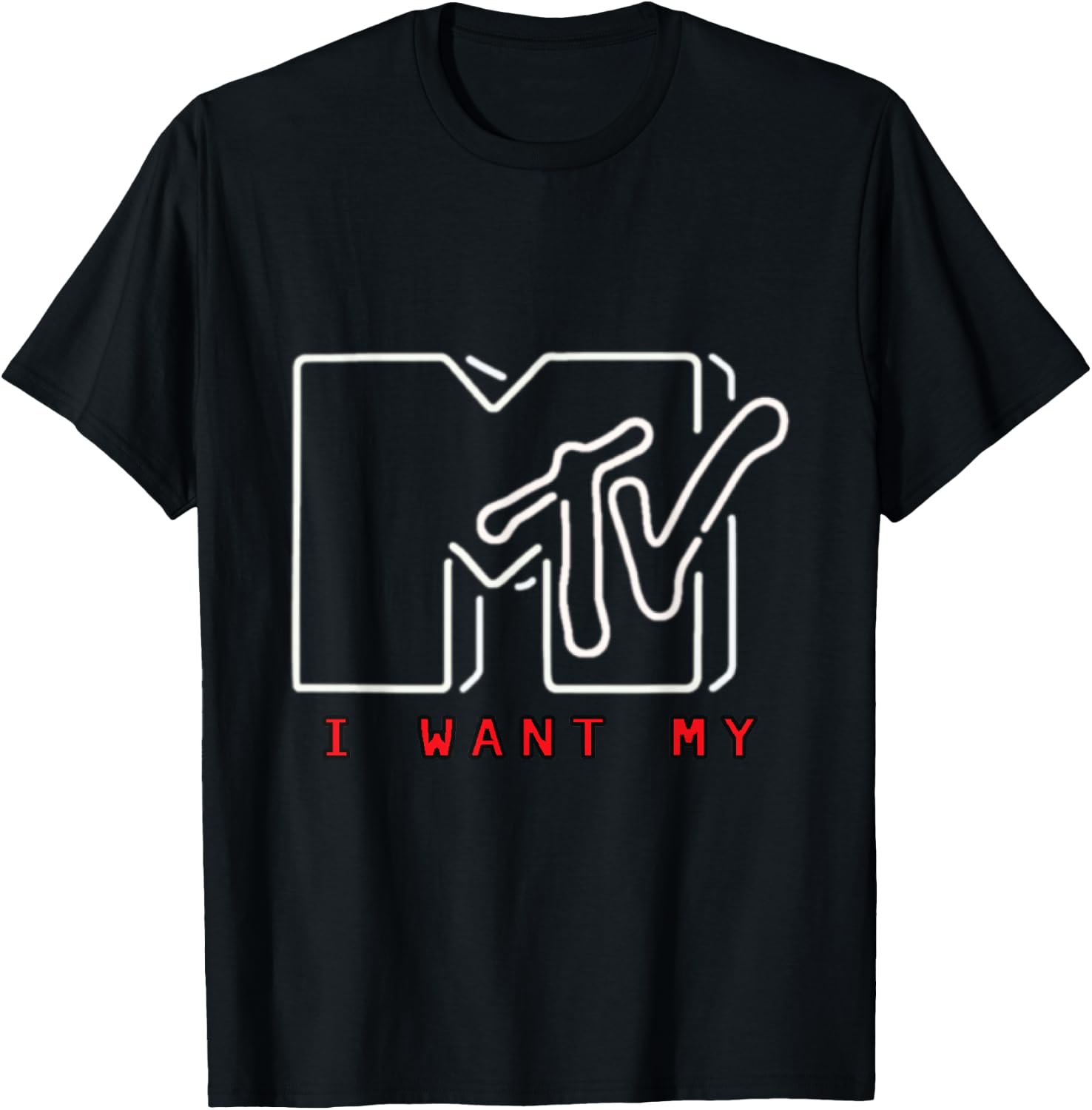 I Want My MTV Neon T-Shirt - T-Shirt | Black