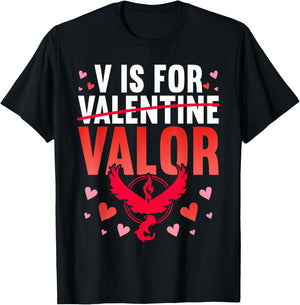 V Is For Valor Shirt Valentines Day Shirt For Boys Girl T-Shirt - T-Shirt | Black
