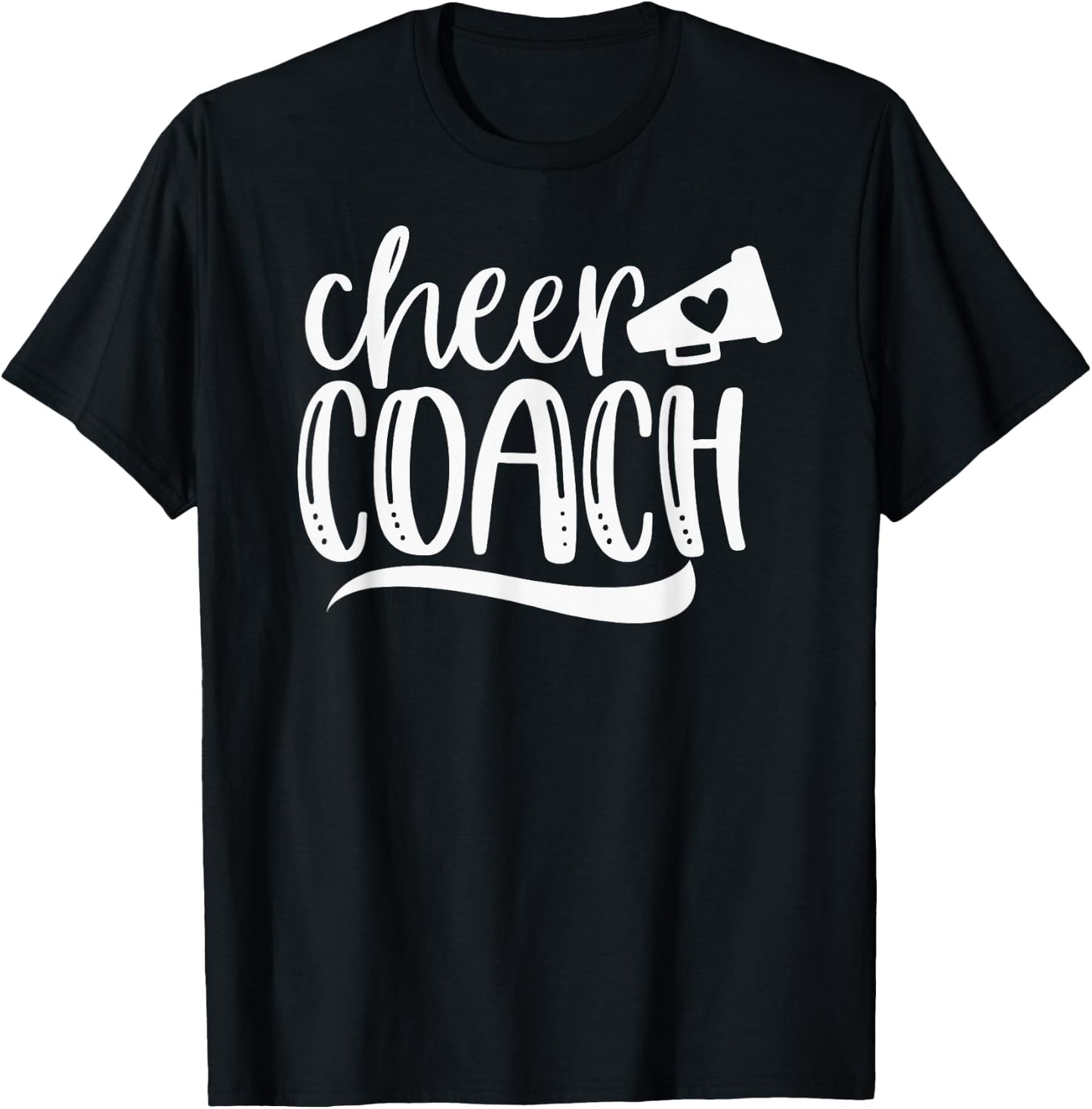 Cheer Coach Shirt, Megaphone Distressed Design T-Shirt - T-Shirt | Black