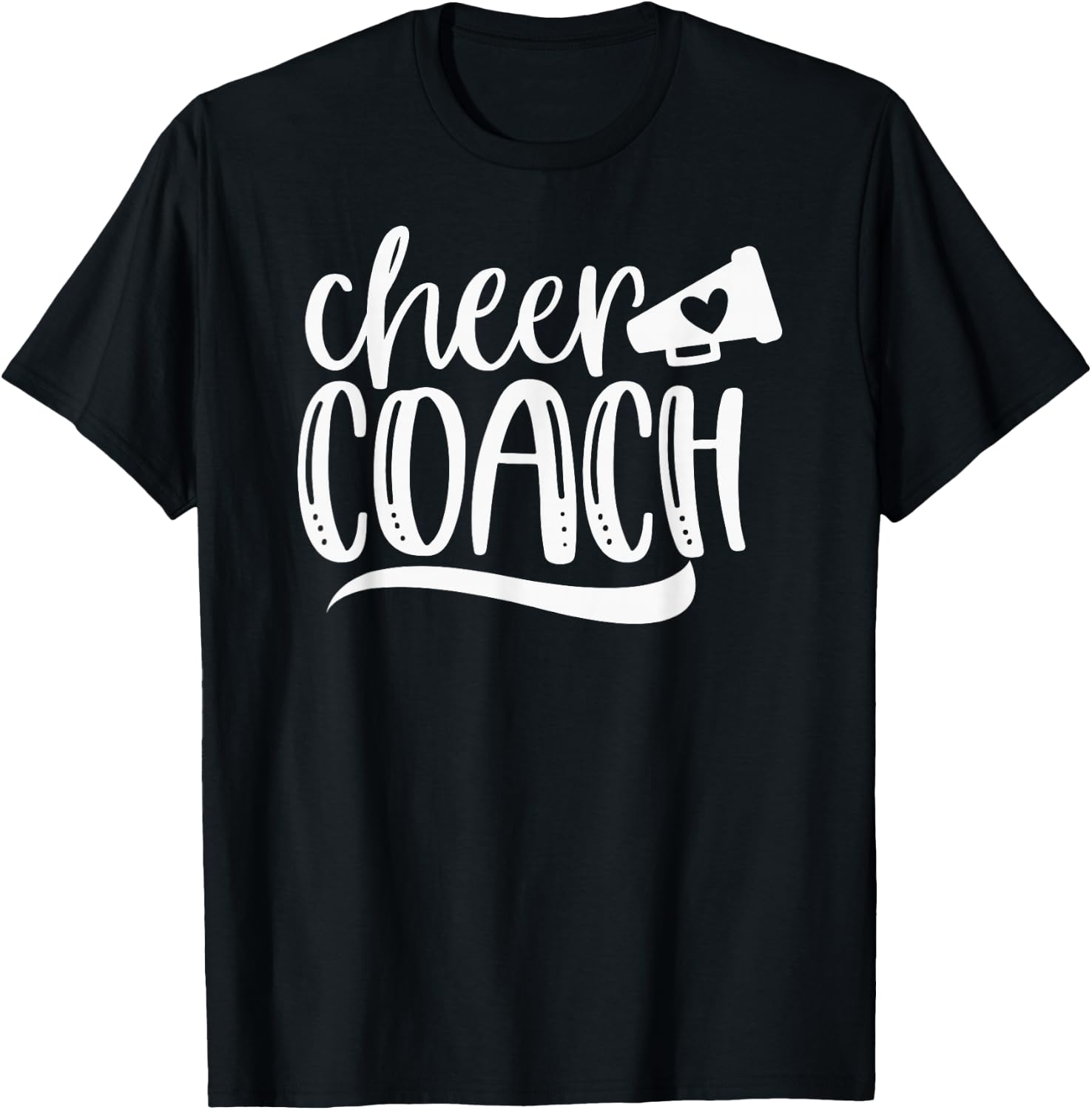 Cheer Coach Shirt, Megaphone Distressed Design T-Shirt - T-Shirt | Black