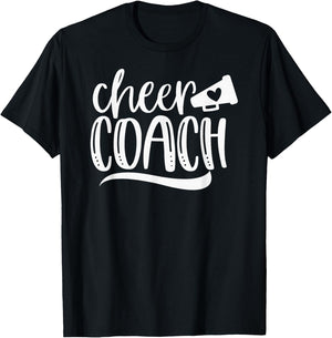 Cheer Coach Shirt, Megaphone Distressed Design T-Shirt - T-Shirt | Black