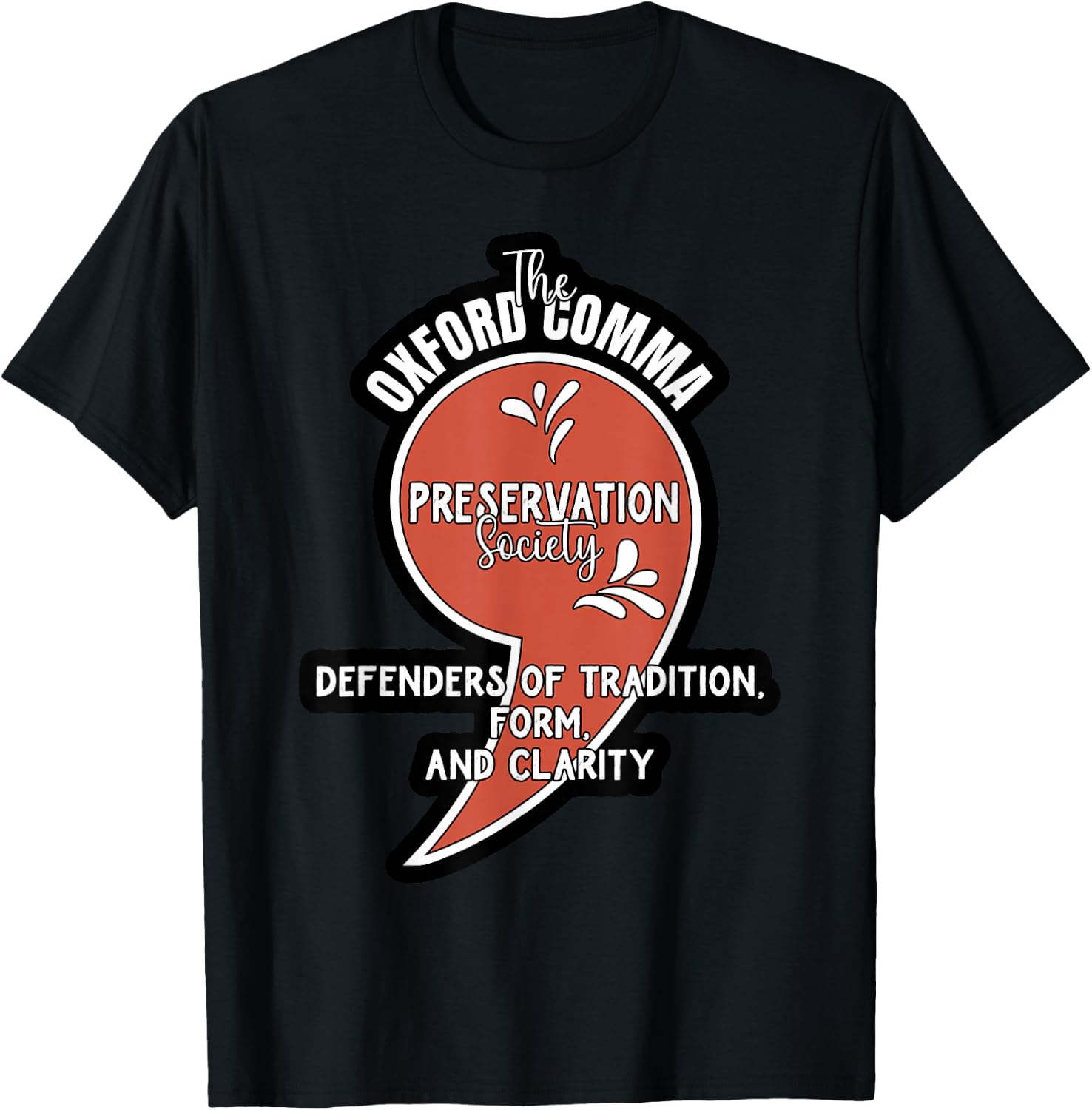 Oxford Comma Preservation Society Oxford Team T-Shirt - T-Shirt | Black