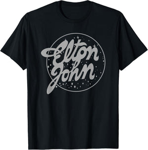 Elton John Official Vintage Tour Logo T-Shirt - T-Shirt | Black