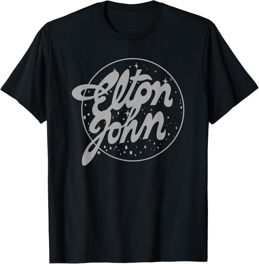 Elton John Official Vintage Tour Logo T-Shirt - T-Shirt | Black