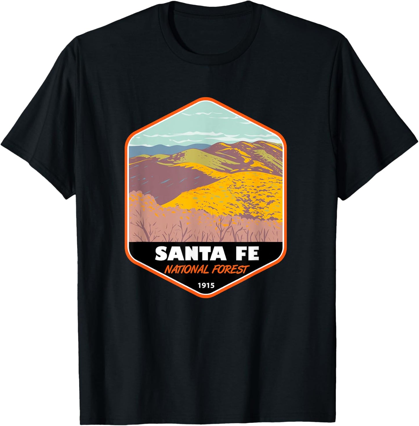 Santa Fe National Forest New Mexico Badge T-Shirt - T-Shirt | Black