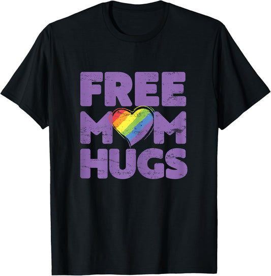 Free Mom Hugs , Free Mom Hugs Rainbow Gay Pride T-Shirt - T-Shirt | Black