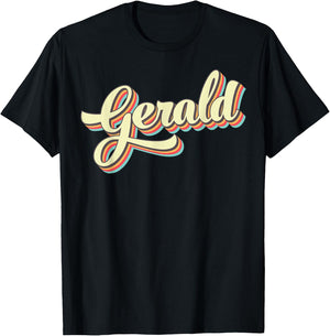 Gerald Retro Art Baseball Font Vintage T-Shirt - T-Shirt | Black