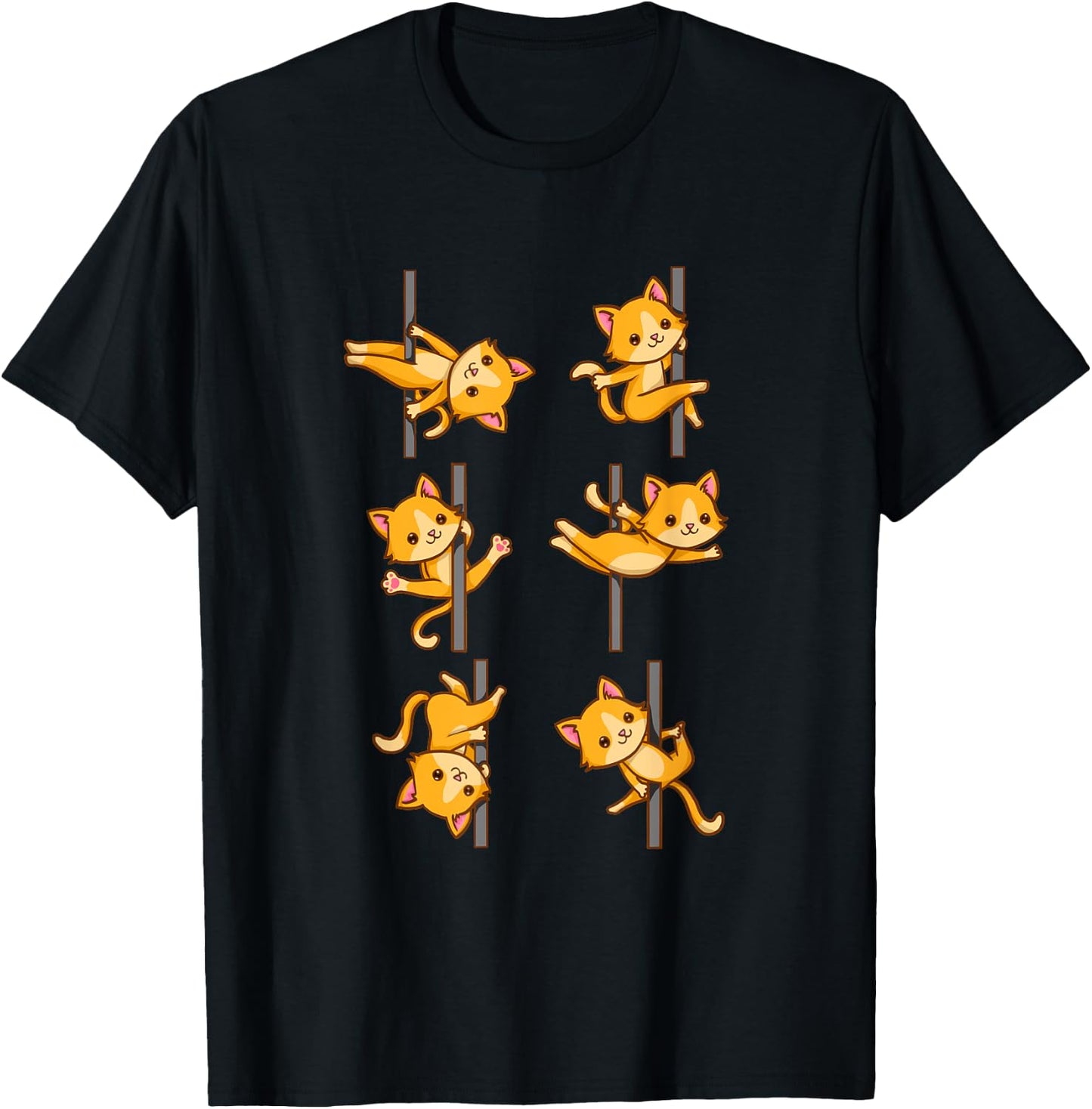 Cute Cats Pole Dancing Funny Pole Dancer T-Shirt - T-Shirt | Black