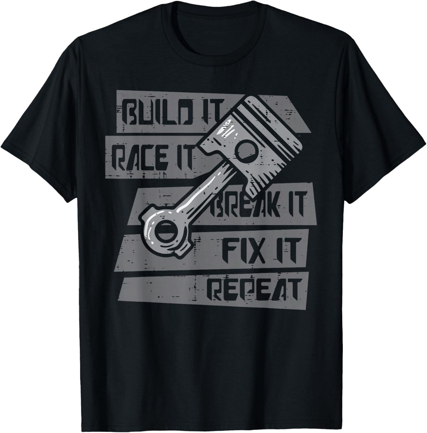 Build Race Break Fix It Repeat Auto Mechanic Men Boys Kids T-Shirt - T-Shirt | Black