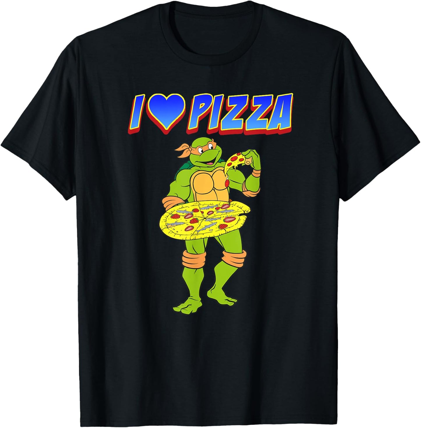 Michelangelo - I Love Pizza T-Shirt - T-Shirt | Black