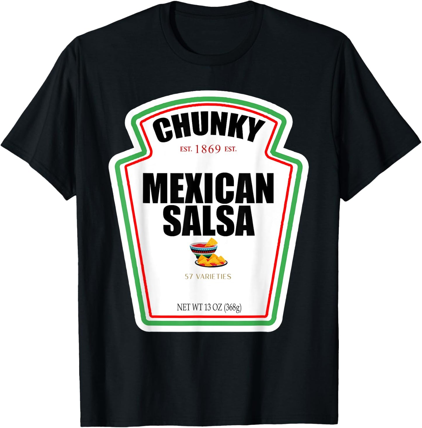 Halloween Matching Costume Chunky Mexican Salsa Bottle Label T-Shirt - T-Shirt | Black
