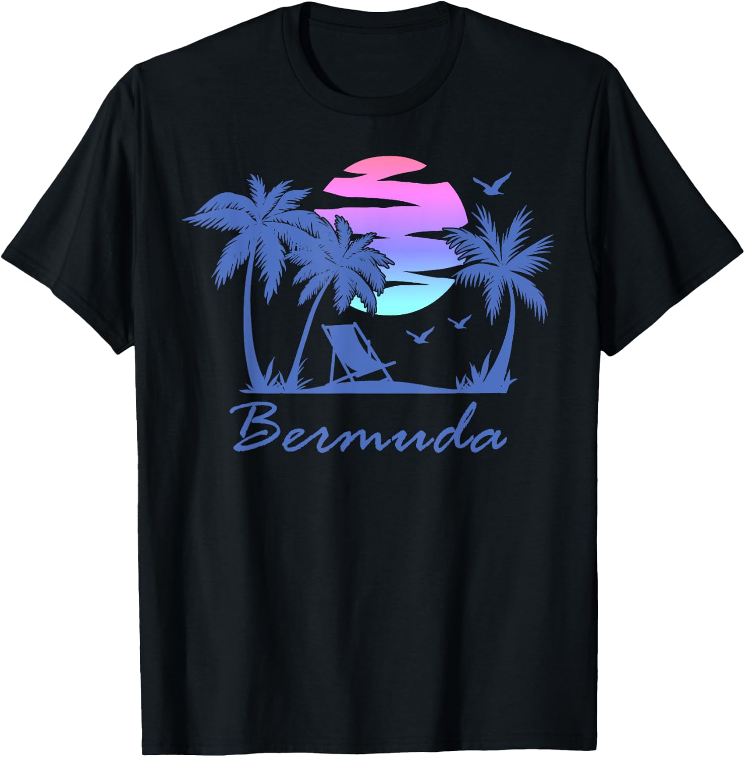 BERMUDA Beach Vacation Trip Retro Vintage Sunset Graphic Men Women Kids T-Shirt - T-Shirt | Black