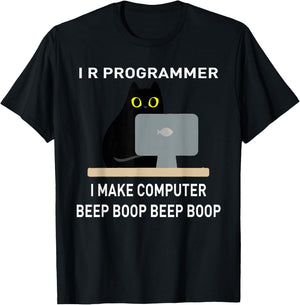 I R Programmer I Make Computer Beep Boop It Tech Coder Geek T-Shirt - T-Shirt | Black
