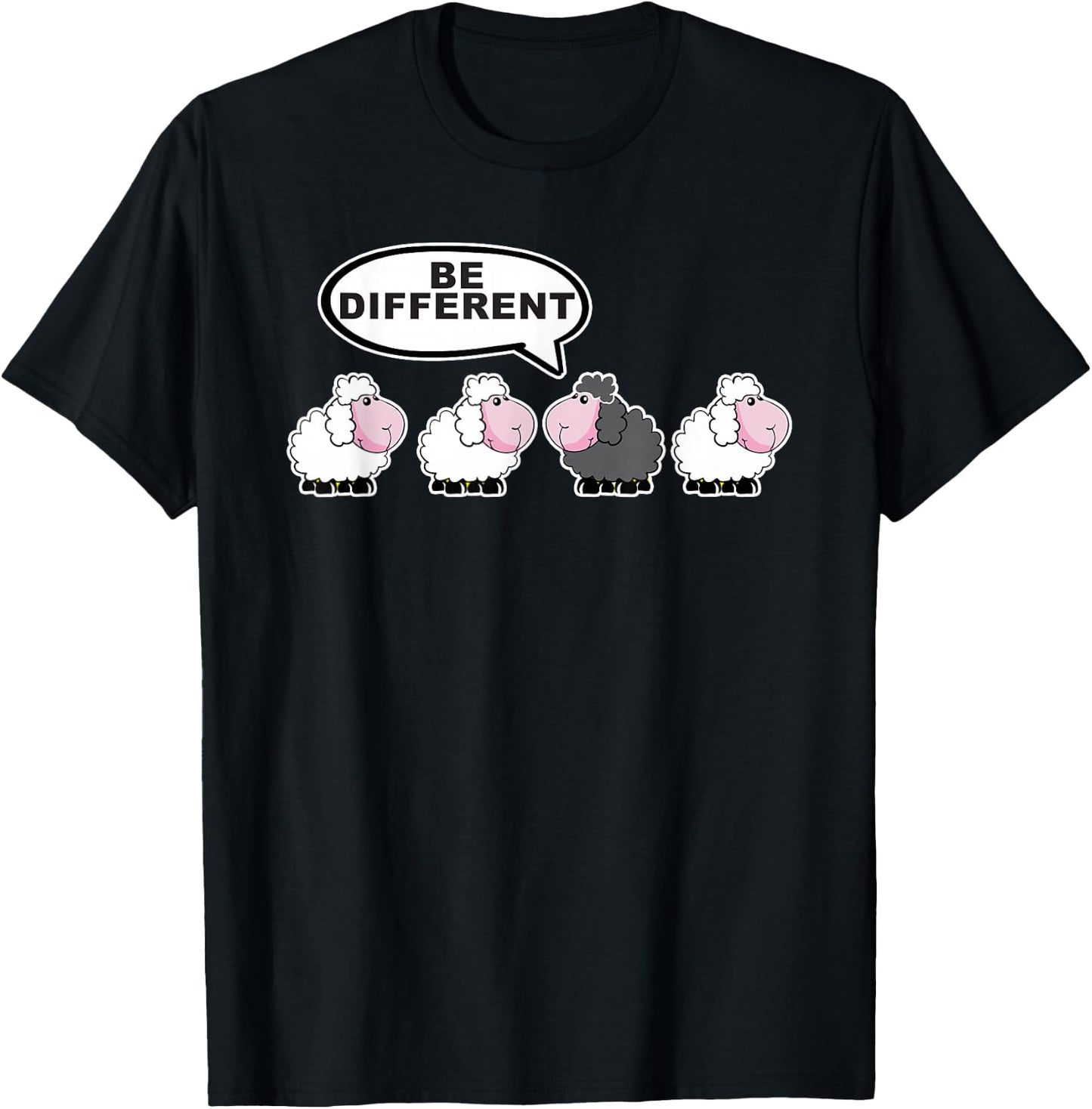 Be Different Funny Black Sheep T-Shirt - T-Shirt | Black