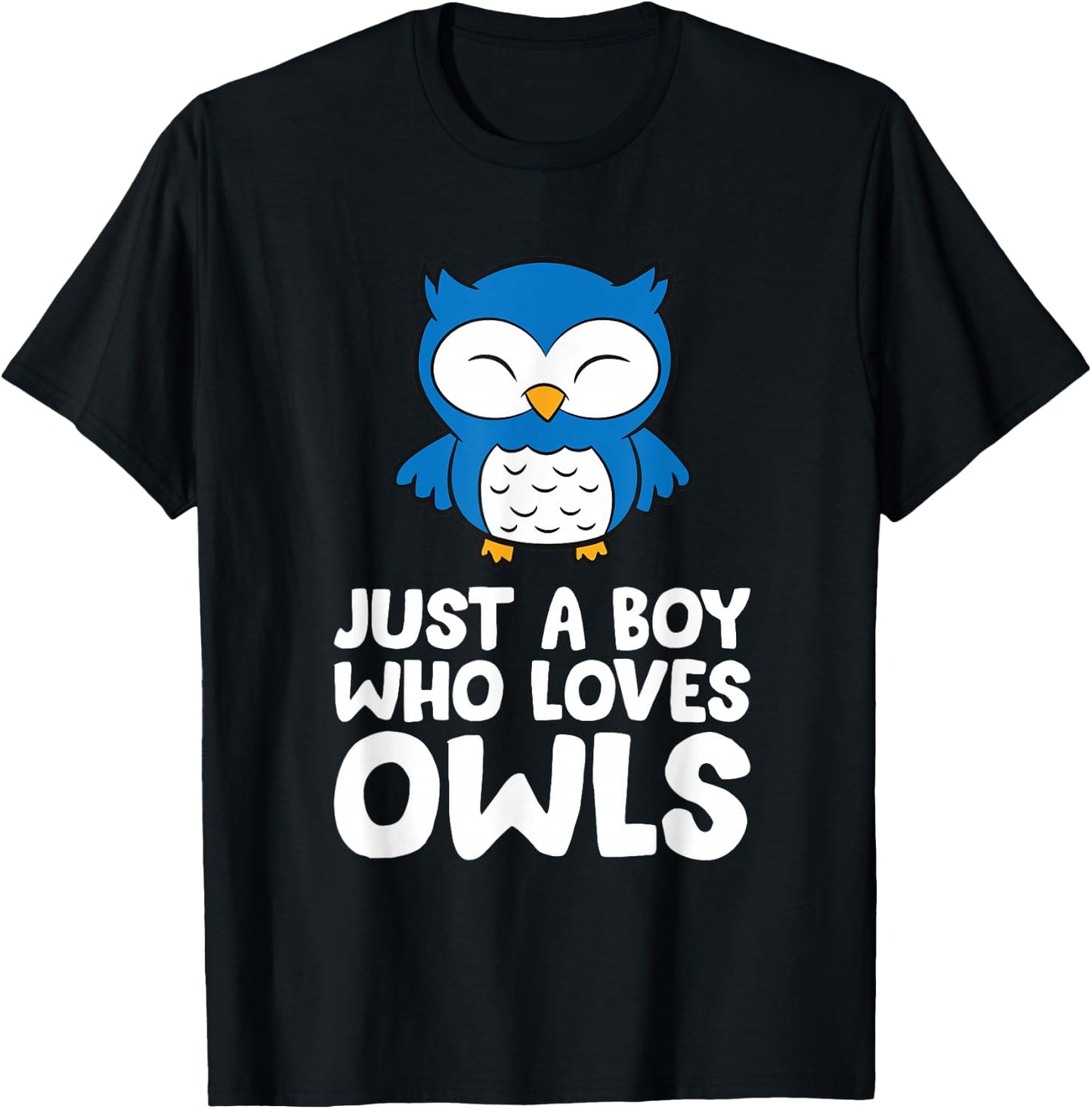 Just a Boy Who Loves Owls T-Shirt - T-Shirt | Black