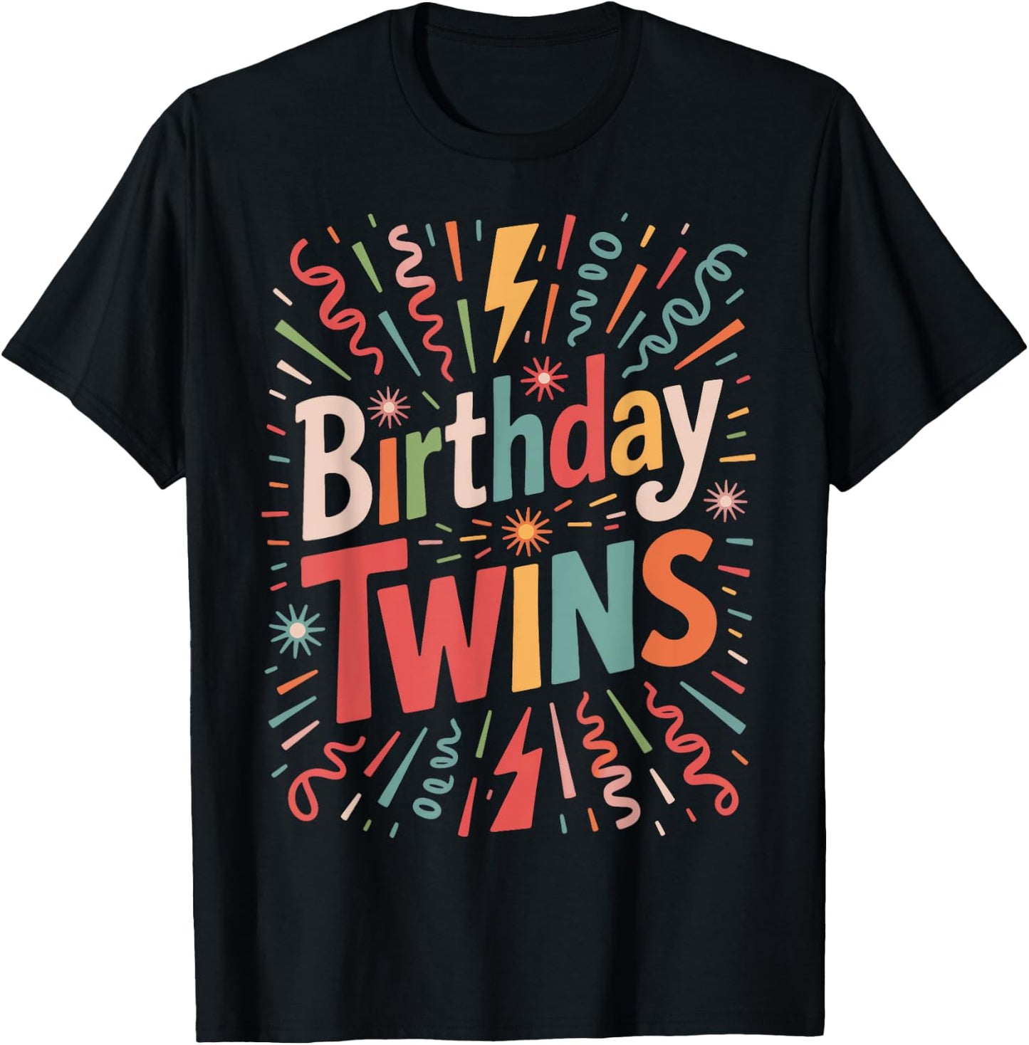 Birthday Twins Matching Siblings Twin Party Family T-Shirt - T-Shirt | Black