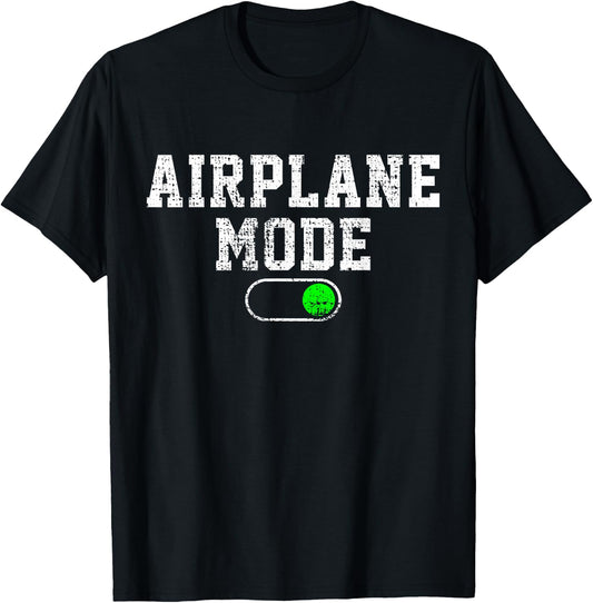 Airplane Mode On Vacation Summer Piolot Aviator Vintage Gift T-Shirt - T-Shirt | Black
