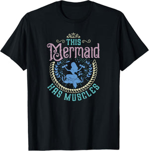 Mermaid Muscle Inspirational Weightlifting Exercise Quote T-Shirt - T-Shirt | Black