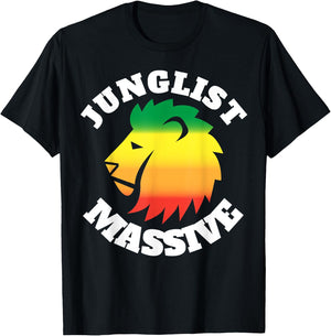 Junglist Massive Drum and Bass Lion T-Shirt - T-Shirt | Black
