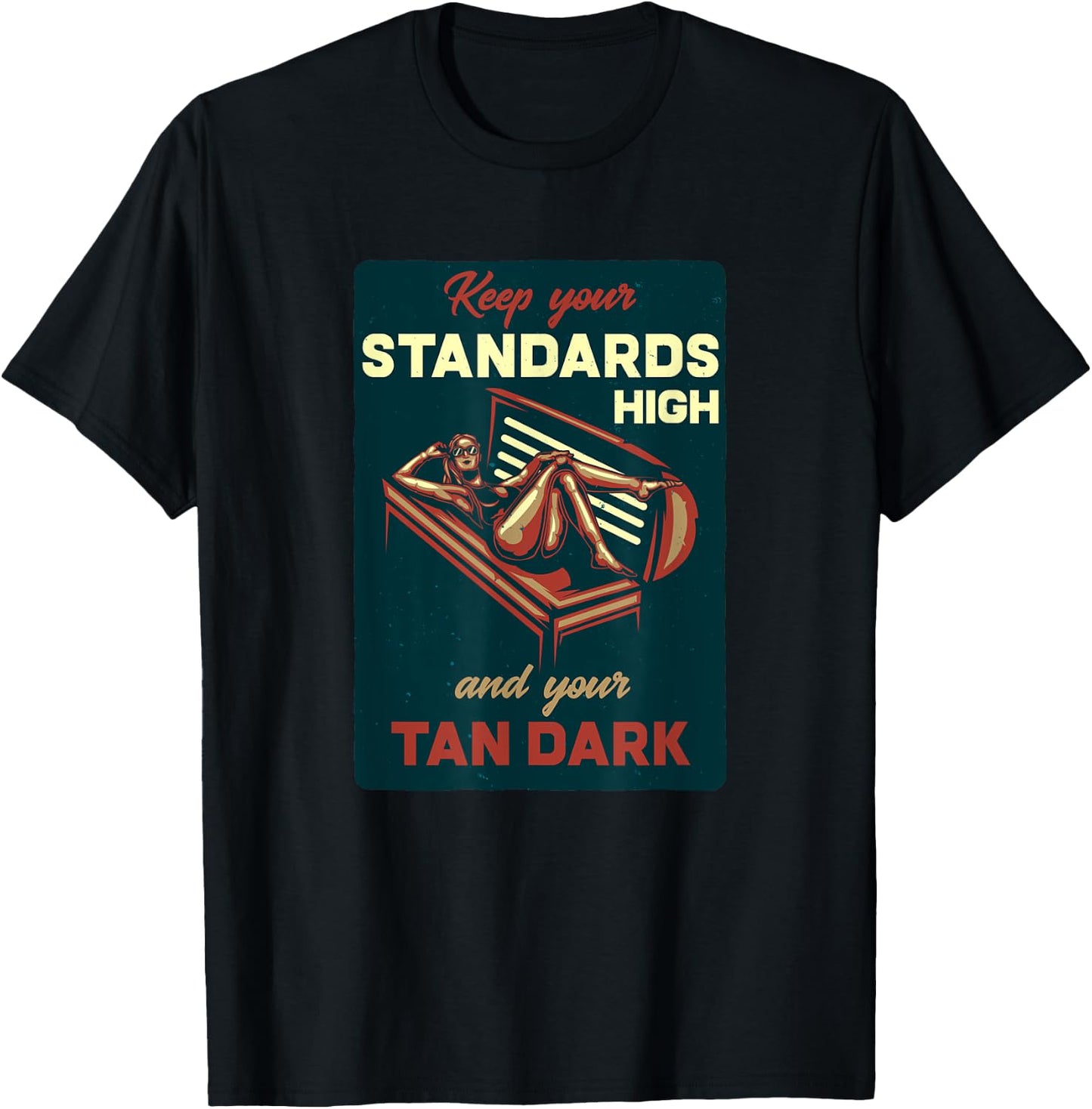 Vintage Advertising Sign Print, Dark Tan Solarium T-Shirt - T-Shirt | Black