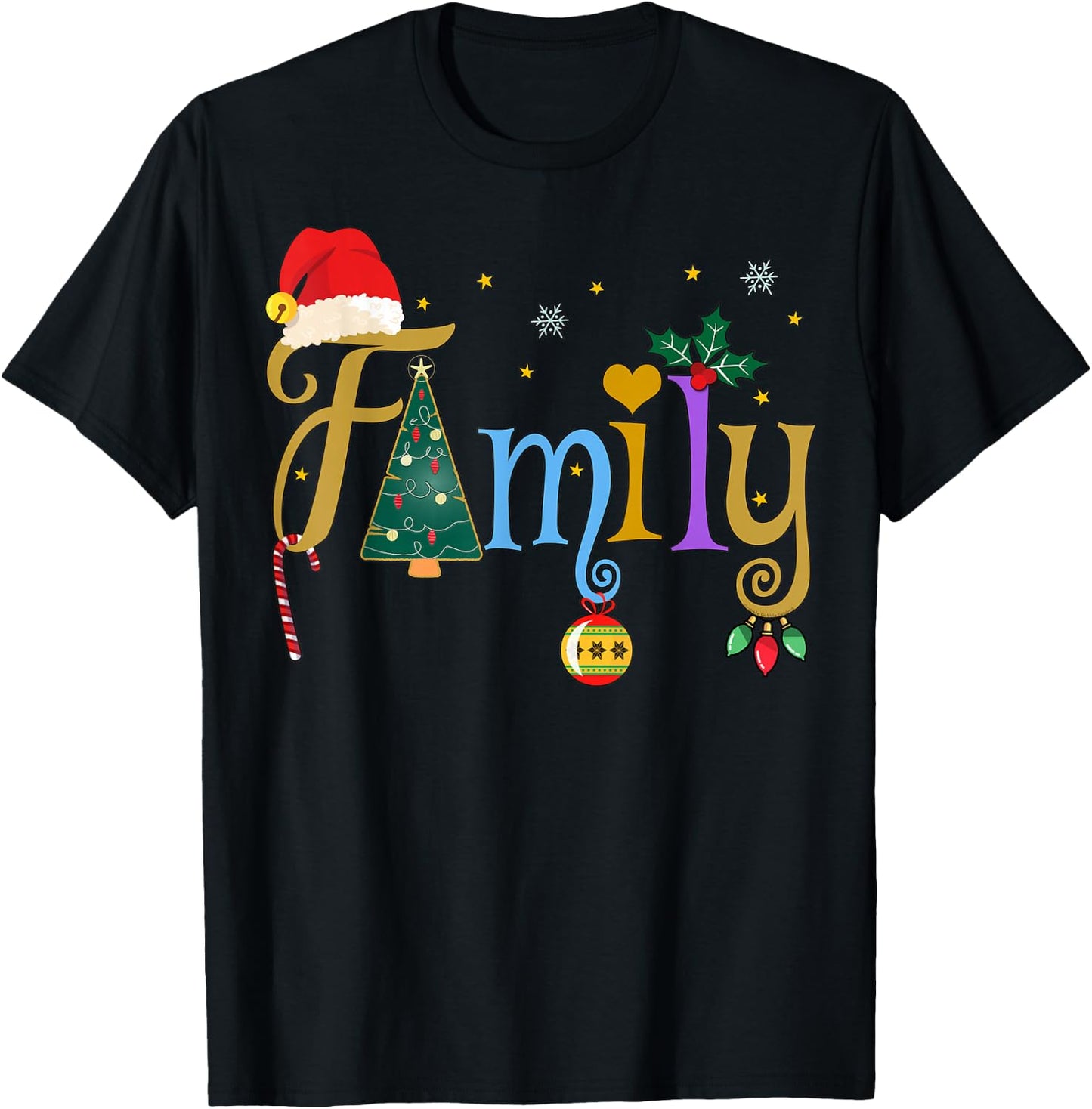 FAMILY Letters Holiday Style Love My Family Christmas T-Shirt - T-Shirt | Black