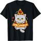 Cute Kawaii Cat Pizza Anime Men Women Girls Kids T-Shirt - T-Shirt | Black