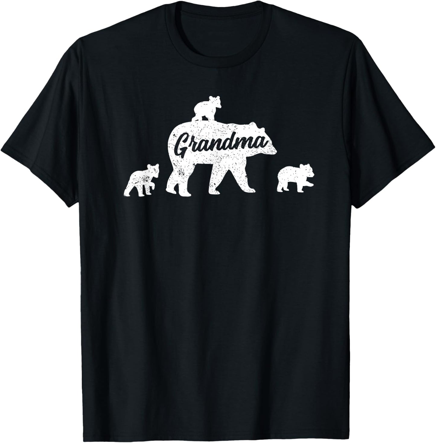 Vintage Grandma Bear 3 Cubs Mother's Day T-Shirt - T-Shirt | Black